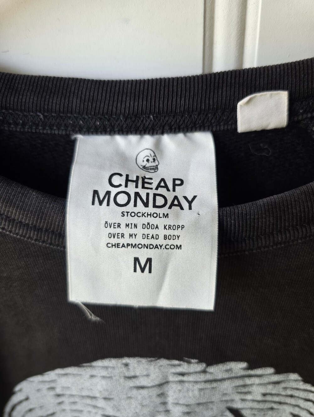 Cheap Monday Rules Crewneck Pullover Sweater Skull Black Mens Medium - Picture 5 of 9